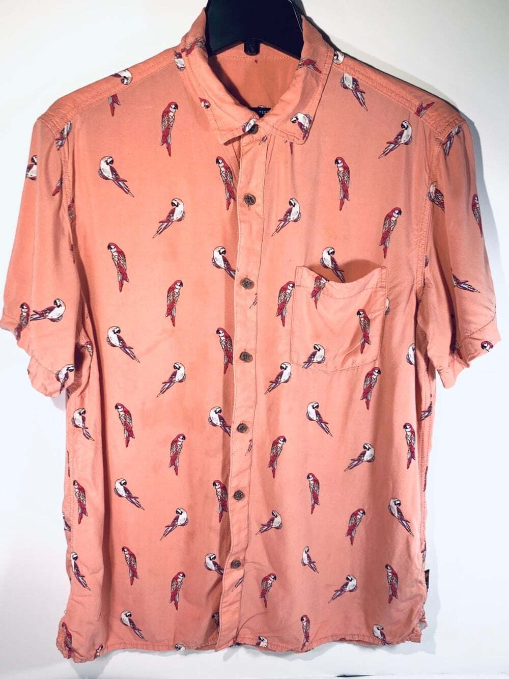 Margaritaville Shirt Parrots Peach Med Mens